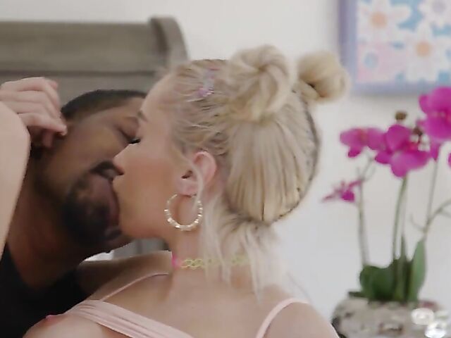 Interracial sex in the bedroom with petite small tits girl Jazmin Luv and her black stepbrother