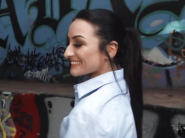 Public car blowjob and POV sex outside with Annie Reis