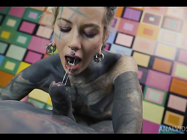 Totally tattooed anal POV style with inked freak Anuskatzz