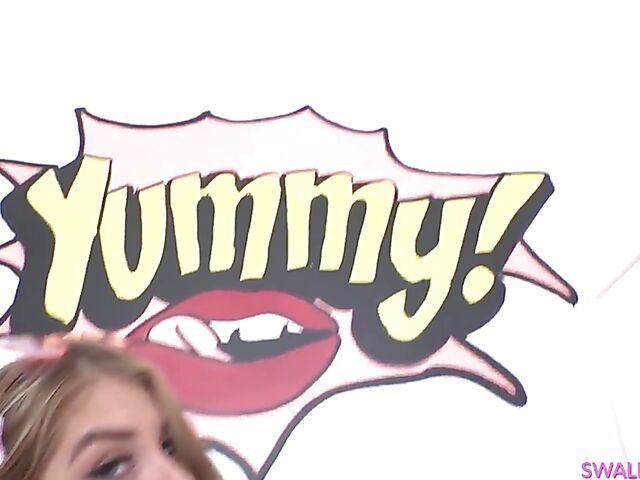 Big tits deepthroat in purple fishnets with Lolly Dames