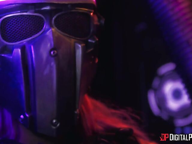 Emily Woods and Ruby Sims stroke Danny D's big pipe and fuck a double ended dildo in the space