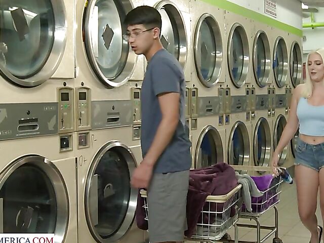 Diego Perez fucks his sister's hot friend Gia Oh My while waiting for the laundry to be done