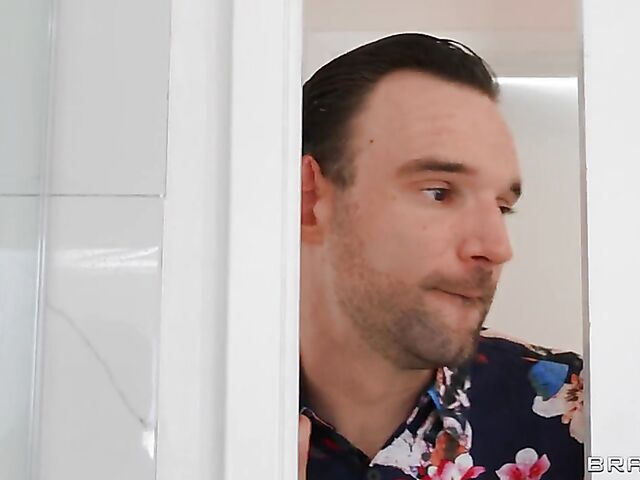 Two girls Jesse Pony and Lily Lou have an FFM threesome with dirty hostel manager Alex Legend