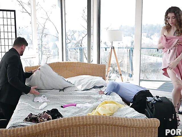 Tattooed Eden Ivy toys her ass and then gets all holes filled