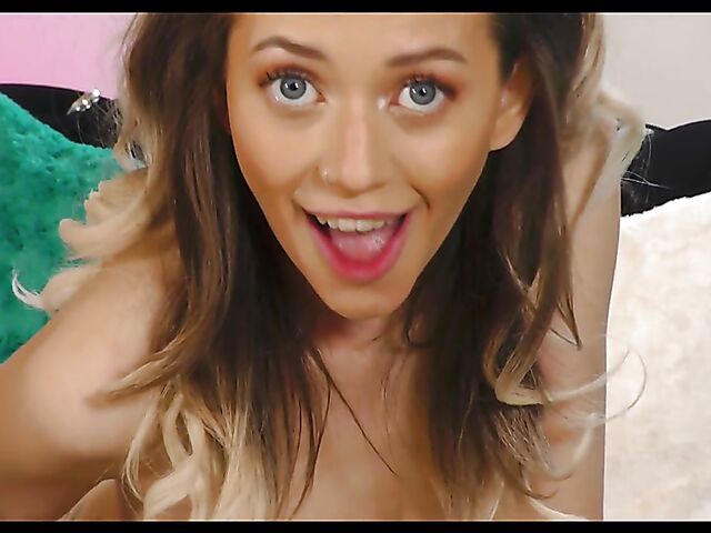 Petite solo girl Marnie Rose finger fucks herself