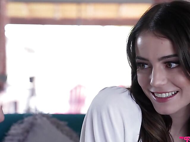 Cute young brunette Kylie Quinn plays with her stepbrother to get fucked