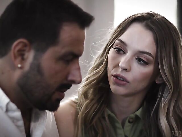 Small tits girl Lily Larimar in bed with an experienced man