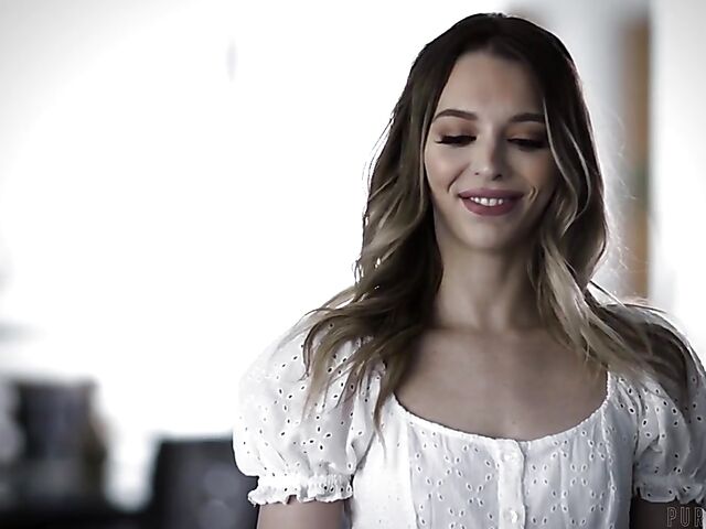 Small tits girl Lily Larimar in bed with an experienced man