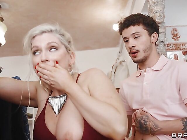 Sniffing panties in the boutique and fucking Christie Stevens and Laney Grey in a hot threesome