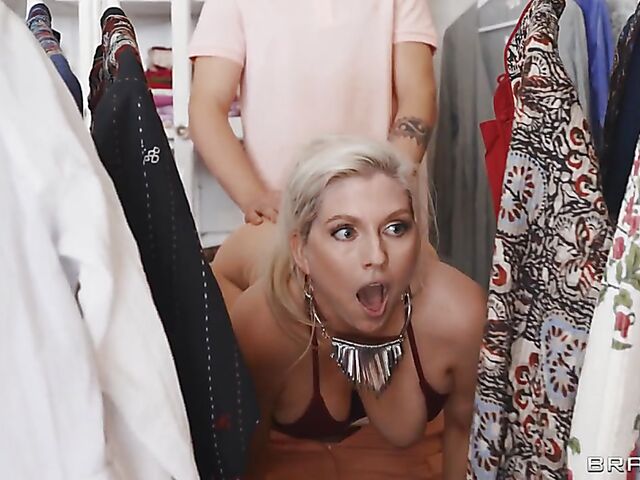 Sniffing panties in the boutique and fucking Christie Stevens and Laney Grey in a hot threesome