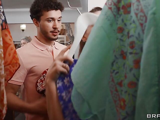 Sniffing panties in the boutique and fucking Christie Stevens and Laney Grey in a hot threesome