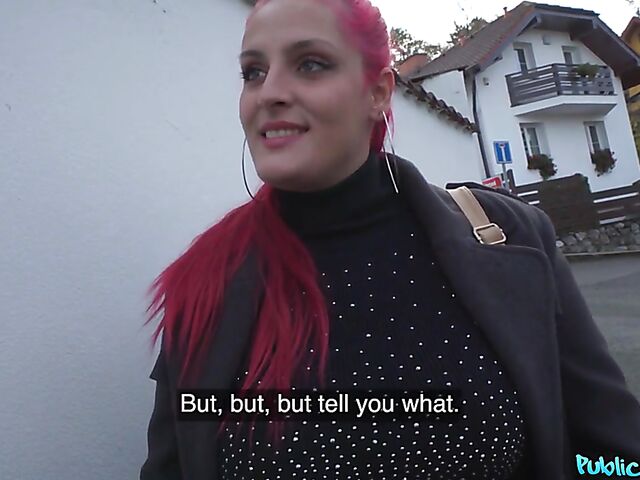 Olivia Stark - POV busty babe with pink hair gets talked into fucking