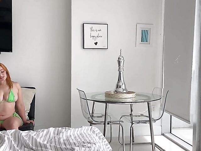 Emma Magnolia - Big ass redhead bikini girl with glasses POV style