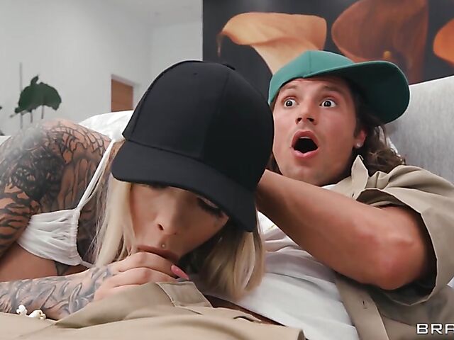 Popcorn and big tit threesome with Jasmine Wilde and Chantal Danielle