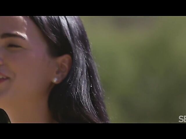 Sexy brunette Claudia Bavel is always horny on vacation