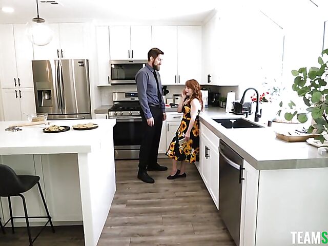 Tiny petite redhead babysitter Alice Marie is good at everything