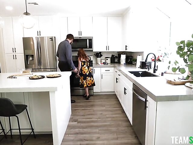 Tiny petite redhead babysitter Alice Marie is good at everything