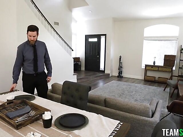 Tiny petite redhead babysitter Alice Marie is good at everything