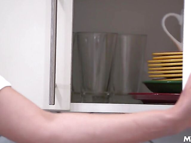 Slim MILF with fake tits Artemisia Love takes off her short skirt in the bedroom and gets fucked