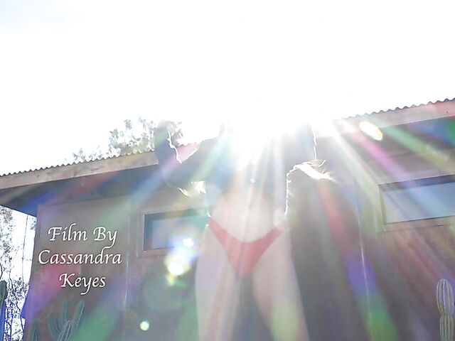 Outdoor solo in red bikini with shameless Gina Marie