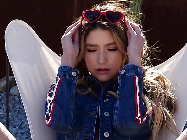 Outdoor solo in red bikini with shameless Gina Marie