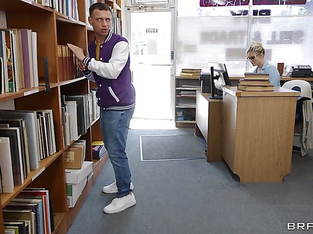 FFM library fuck with bespectacled Blake Blossom and Jenna Starr