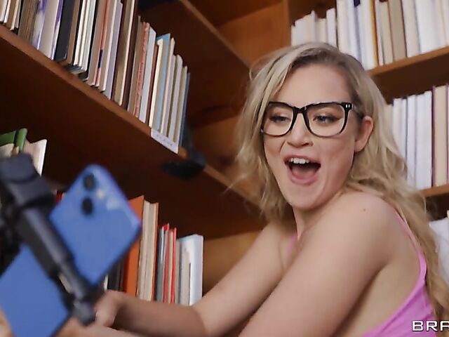 FFM library fuck with bespectacled Blake Blossom and Jenna Starr
