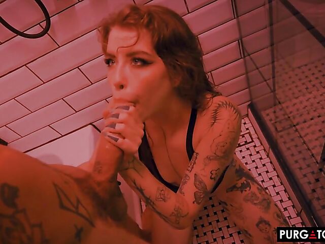 Tattooed anal with a pierced cock featuring Eden Ivy