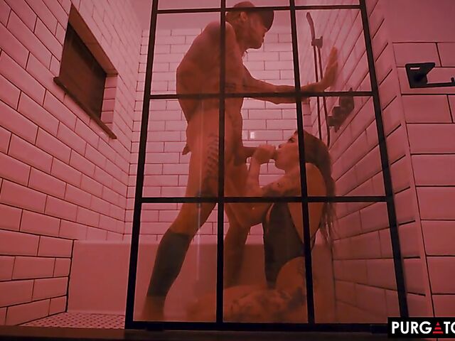 Tattooed anal with a pierced cock featuring Eden Ivy