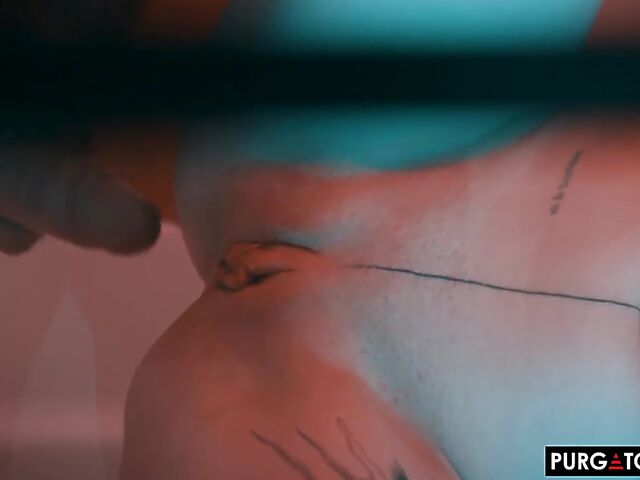 Tattooed anal with a pierced cock featuring Eden Ivy