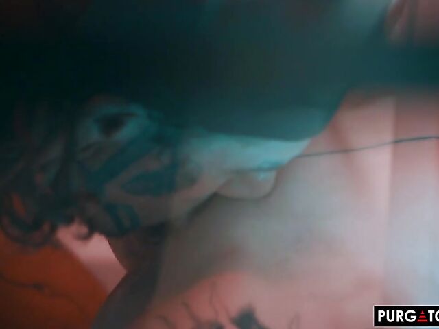 Tattooed anal with a pierced cock featuring Eden Ivy