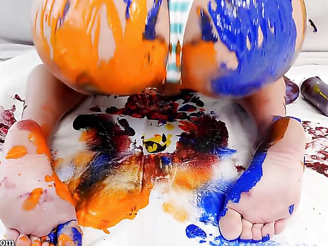 Body paint fun, shower masturbation and oil fuck with Chloe Temple