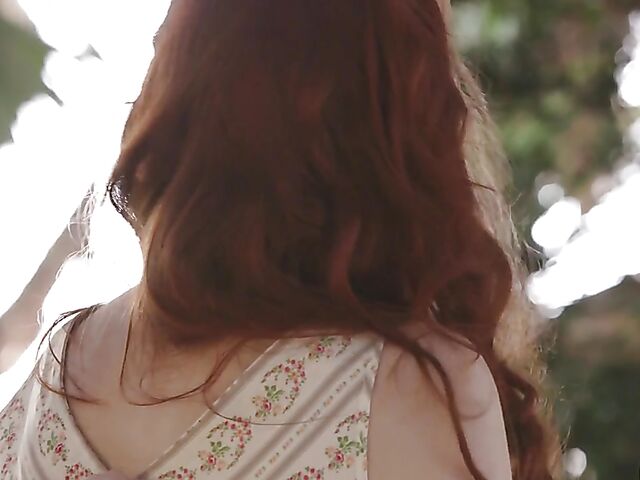 Charlotte Stokely lesbian loving in the garden with redhead Maya Kendrick