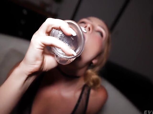 Scarlet Chase's POV anal orgasm with a dildo and a cock