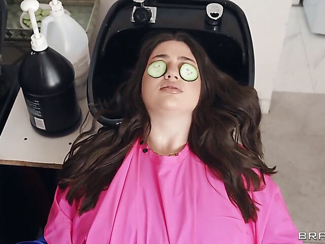 FFM big tits threesome at the beauty salon with Alyx Star and Lauren Pixie