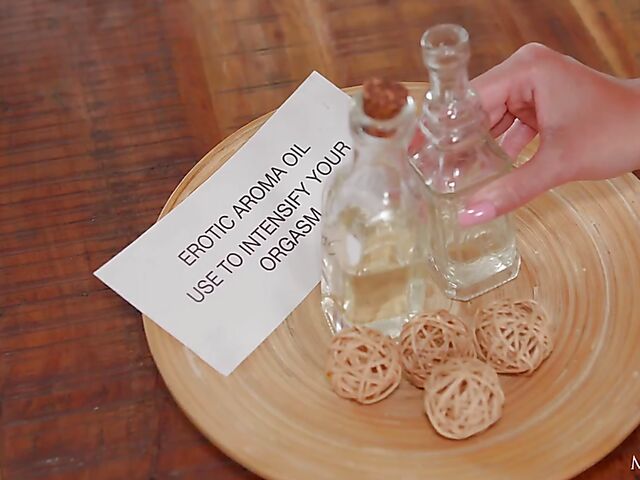 Oil solo with sexy wet brunette Mia Trejsi