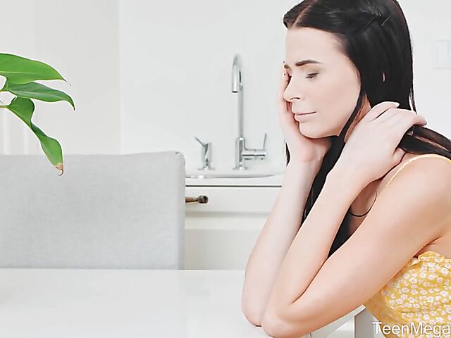 Giving comfort to slim brunette Jenny Doll