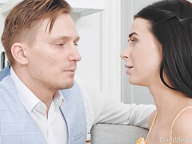 Giving comfort to slim brunette Jenny Doll