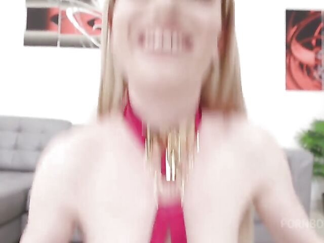 5 cocks DAP gangbang in stockings with long-legged Emily Belle