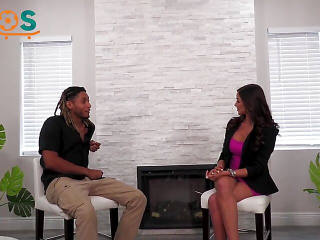 She wants him to cum on her sexy fake boobs