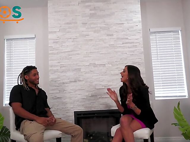 She wants him to cum on her sexy fake boobs