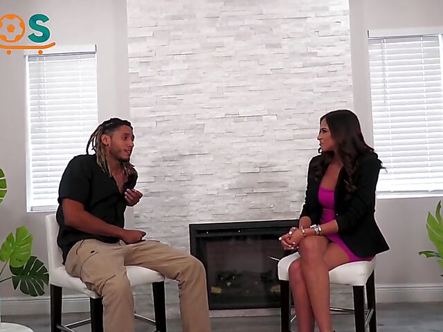 She wants him to cum on her sexy fake boobs