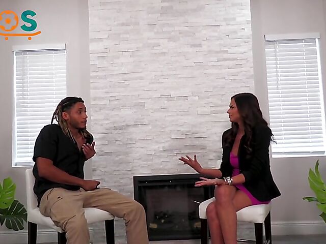 She wants him to cum on her sexy fake boobs