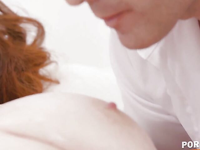 Natural busty redhead Annabelle Redd is way too horny