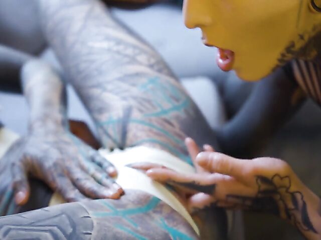 Lesbian tattoo madness and strap on anal with Anuskatzz and Nux Vomica