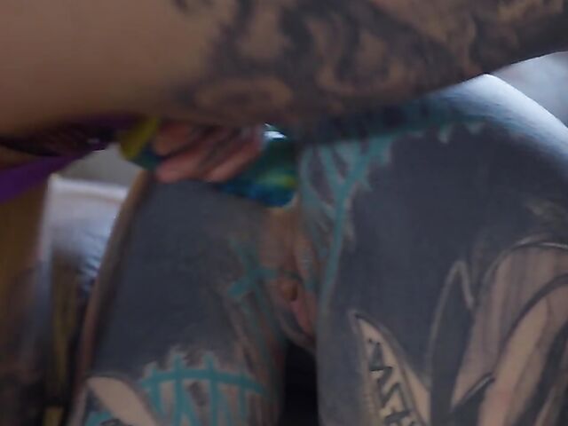 Lesbian tattoo madness and strap on anal with Anuskatzz and Nux Vomica