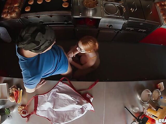 Food truck fuck with redhead glasses girl Scarlett Jones