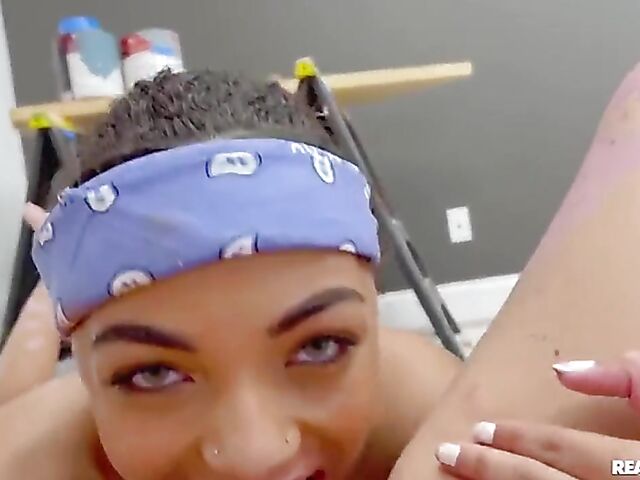 Girl on girl body paint fun with Ryder Rey and Zerella Skies