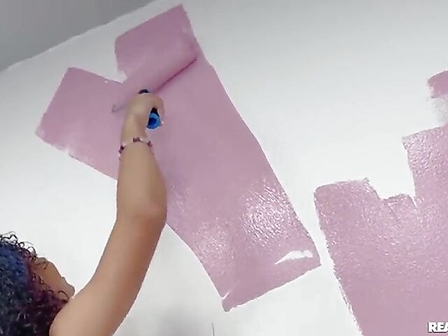 Girl on girl body paint fun with Ryder Rey and Zerella Skies