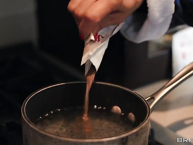 Alexis Fawx - Big titted MILF interracial fireside fuck in her green lingerie